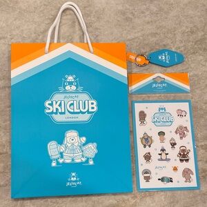 JellyCat Ski Club Stickers, Bag & KeyChain